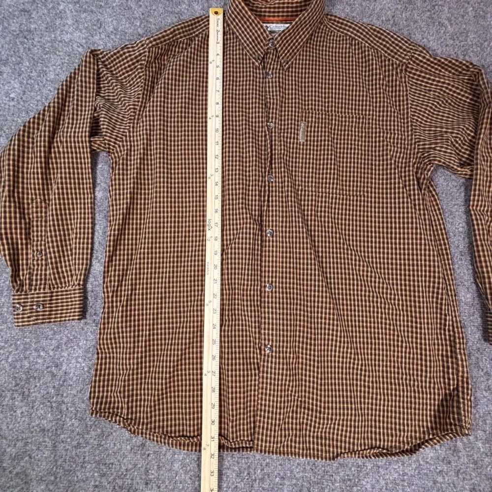 Columbia Mens Brown Plaid Button Up Long Sleeve Outdoor Shirt Large